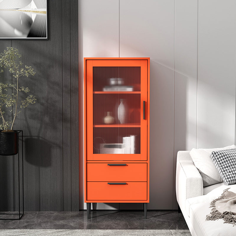 20-inch Length Minimalism Cupboard 2 Drawer and 1 Door Sideboard for Living Room 20"L x 12"W x 49"H Orange Clearhalo 'buffet_sideboard' 'Buffets & Sideboards' 'furn' 'furn_buffet_sideboard' 'Furniture' 'furniture_buffet_sideboard' 'Kitchen & Dining Furniture' 5087371