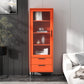 20-inch Length Minimalism Cupboard 2 Drawer and 1 Door Sideboard for Living Room 20"L x 12"W x 59"H Orange Clearhalo 'buffet_sideboard' 'Buffets & Sideboards' 'furn' 'furn_buffet_sideboard' 'Furniture' 'furniture_buffet_sideboard' 'Kitchen & Dining Furniture' 5087373