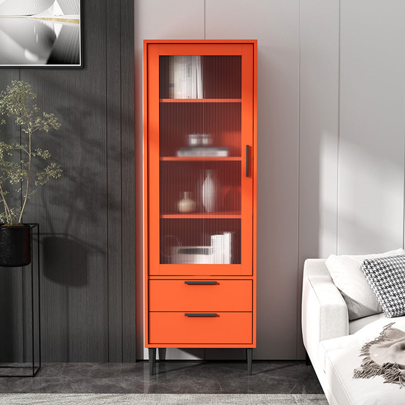 20-inch Length Minimalism Cupboard 2 Drawer and 1 Door Sideboard for Living Room 20"L x 12"W x 59"H Orange Clearhalo 'buffet_sideboard' 'Buffets & Sideboards' 'furn' 'furn_buffet_sideboard' 'Furniture' 'furniture_buffet_sideboard' 'Kitchen & Dining Furniture' 5087373