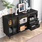2-Drawer Engineered Wood Sideboard Glam Glass Sliding Doors Credenza with Stone Countertop Clearhalo 'buffet_sideboard' 'Buffets & Sideboards' 'furn' 'furn_buffet_sideboard' 'Furniture' 'furniture_buffet_sideboard' 'Kitchen & Dining Furniture' 5087393