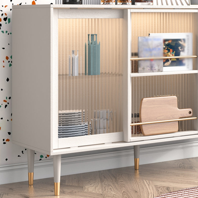 2-Drawer Engineered Wood Sideboard Glam Glass Sliding Doors Credenza with Stone Countertop Clearhalo 'buffet_sideboard' 'Buffets & Sideboards' 'furn' 'furn_buffet_sideboard' 'Furniture' 'furniture_buffet_sideboard' 'Kitchen & Dining Furniture' 5087397