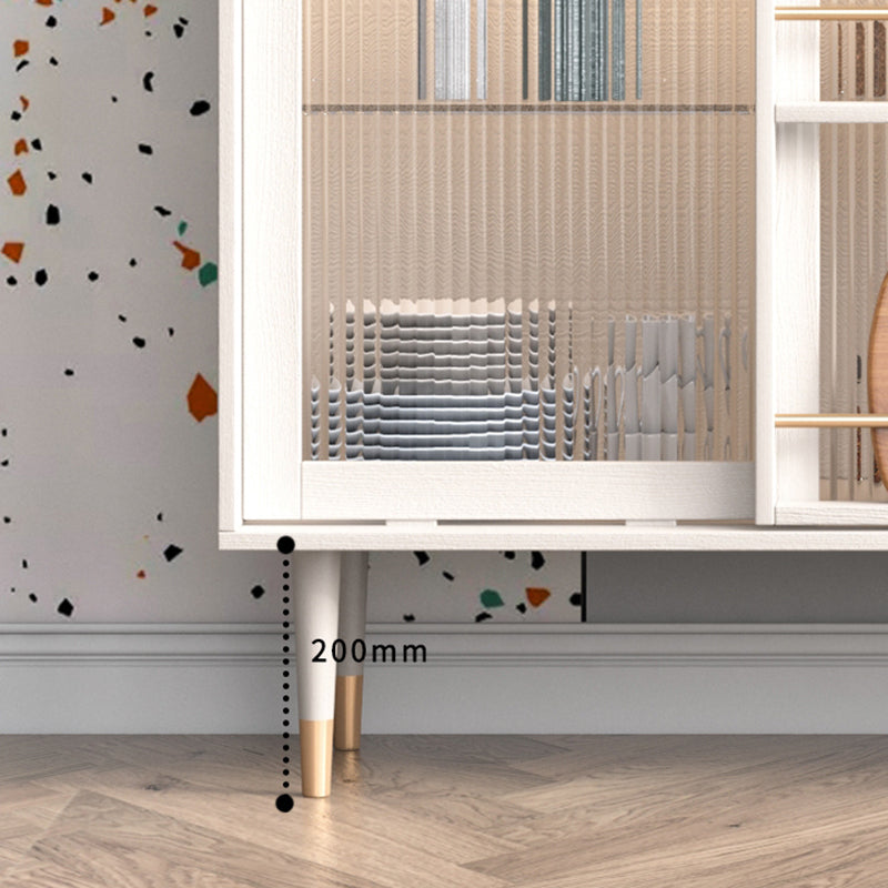 2-Drawer Engineered Wood Sideboard Glam Glass Sliding Doors Credenza with Stone Countertop Clearhalo 'buffet_sideboard' 'Buffets & Sideboards' 'furn' 'furn_buffet_sideboard' 'Furniture' 'furniture_buffet_sideboard' 'Kitchen & Dining Furniture' 5087402