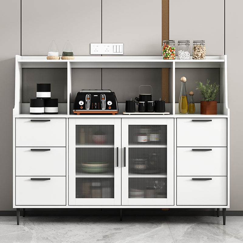 Contemporary Wood Sideboard 50-inch Height Cupboard for Living Room 62"L x 16"W x 49"H White Clearhalo 'buffet_sideboard' 'Buffets & Sideboards' 'furn' 'furn_buffet_sideboard' 'Furniture' 'furniture_buffet_sideboard' 'Kitchen & Dining Furniture' 5087416