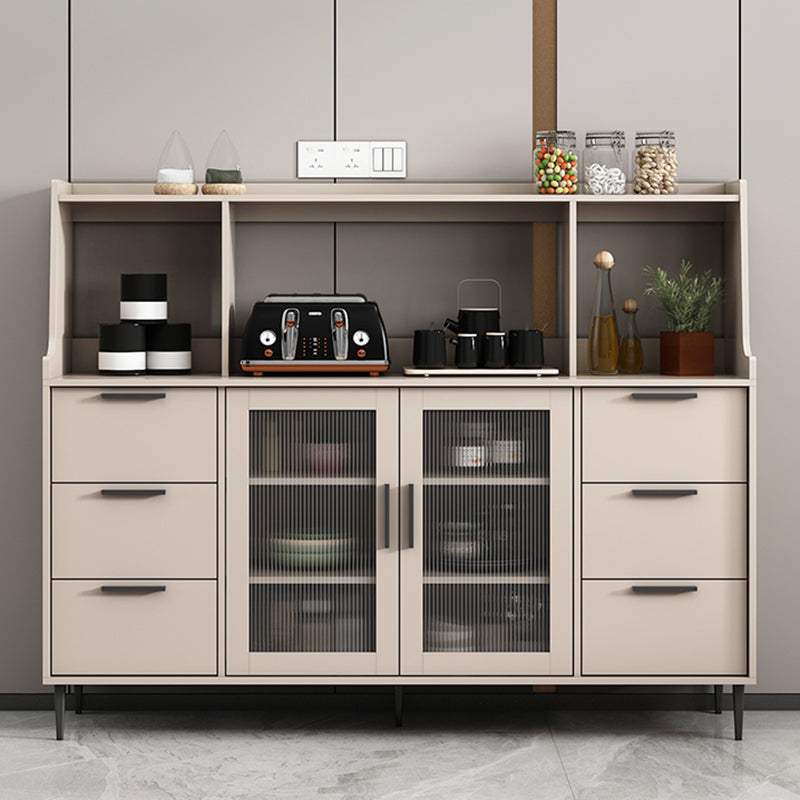 Contemporary Wood Sideboard 50-inch Height Cupboard for Living Room 62"L x 16"W x 49"H Grey Clearhalo 'buffet_sideboard' 'Buffets & Sideboards' 'furn' 'furn_buffet_sideboard' 'Furniture' 'furniture_buffet_sideboard' 'Kitchen & Dining Furniture' 5087417