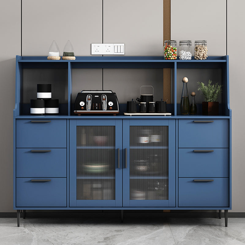 Contemporary Wood Sideboard 50-inch Height Cupboard for Living Room 62"L x 16"W x 49"H Blue Clearhalo 'buffet_sideboard' 'Buffets & Sideboards' 'furn' 'furn_buffet_sideboard' 'Furniture' 'furniture_buffet_sideboard' 'Kitchen & Dining Furniture' 5087428