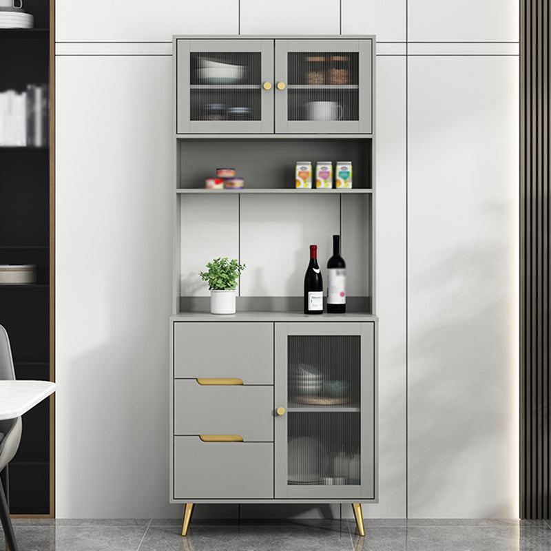 3 Drawer Sideboard Glam Style 78-inch Height Cupboard for Living Room 31"L x 16"W x 77"H Light Gray Clearhalo 'buffet_sideboard' 'Buffets & Sideboards' 'furn' 'furn_buffet_sideboard' 'Furniture' 'furniture_buffet_sideboard' 'Kitchen & Dining Furniture' 5087439