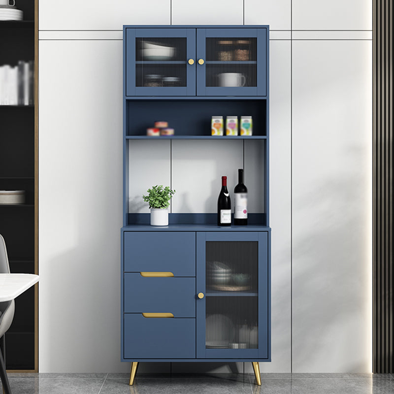 3 Drawer Sideboard Glam Style 78-inch Height Cupboard for Living Room 31"L x 16"W x 77"H Blue Clearhalo 'buffet_sideboard' 'Buffets & Sideboards' 'furn' 'furn_buffet_sideboard' 'Furniture' 'furniture_buffet_sideboard' 'Kitchen & Dining Furniture' 5087440