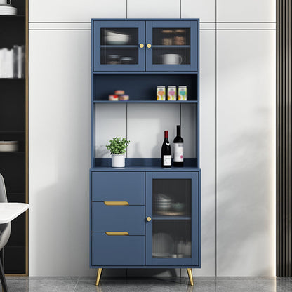 3 Drawer Sideboard Glam Style 78-inch Height Cupboard for Living Room 31"L x 16"W x 77"H Blue Clearhalo 'buffet_sideboard' 'Buffets & Sideboards' 'furn' 'furn_buffet_sideboard' 'Furniture' 'furniture_buffet_sideboard' 'Kitchen & Dining Furniture' 5087440