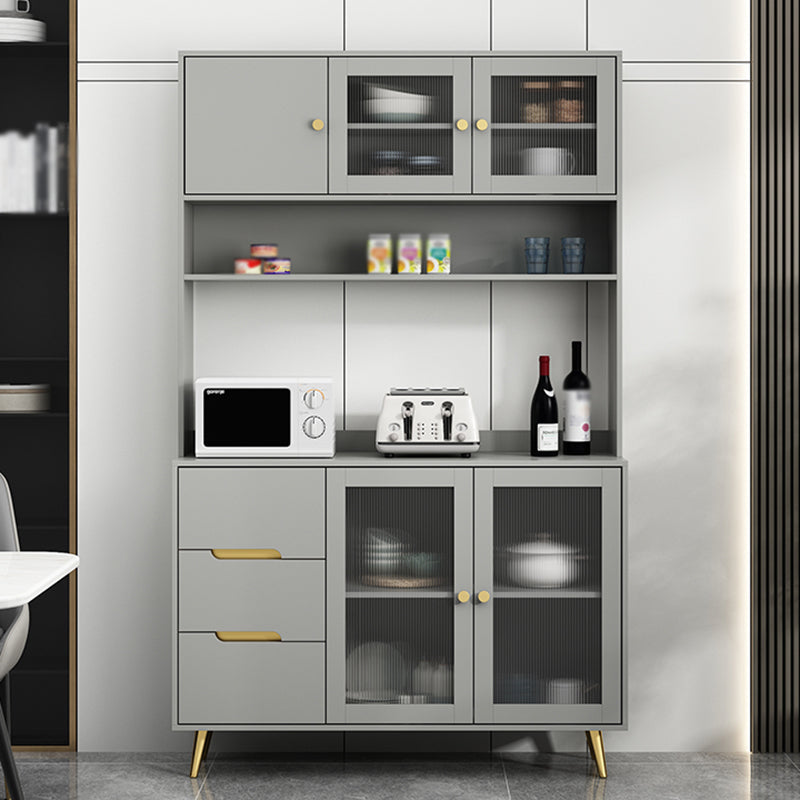 3 Drawer Sideboard Glam Style 78-inch Height Cupboard for Living Room 47"L x 16"W x 77"H Light Gray Clearhalo 'buffet_sideboard' 'Buffets & Sideboards' 'furn' 'furn_buffet_sideboard' 'Furniture' 'furniture_buffet_sideboard' 'Kitchen & Dining Furniture' 5087441