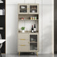 3 Drawer Sideboard Glam Style 78-inch Height Cupboard for Living Room 31"L x 16"W x 77"H Champagne Clearhalo 'buffet_sideboard' 'Buffets & Sideboards' 'furn' 'furn_buffet_sideboard' 'Furniture' 'furniture_buffet_sideboard' 'Kitchen & Dining Furniture' 5087443