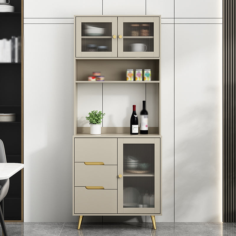 3 Drawer Sideboard Glam Style 78-inch Height Cupboard for Living Room 31"L x 16"W x 77"H Champagne Clearhalo 'buffet_sideboard' 'Buffets & Sideboards' 'furn' 'furn_buffet_sideboard' 'Furniture' 'furniture_buffet_sideboard' 'Kitchen & Dining Furniture' 5087443