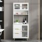 3 Drawer Sideboard Glam Style 78-inch Height Cupboard for Living Room 31"L x 16"W x 77"H White Clearhalo 'buffet_sideboard' 'Buffets & Sideboards' 'furn' 'furn_buffet_sideboard' 'Furniture' 'furniture_buffet_sideboard' 'Kitchen & Dining Furniture' 5087446