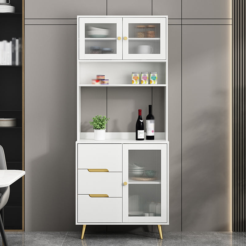3 Drawer Sideboard Glam Style 78-inch Height Cupboard for Living Room 31"L x 16"W x 77"H White Clearhalo 'buffet_sideboard' 'Buffets & Sideboards' 'furn' 'furn_buffet_sideboard' 'Furniture' 'furniture_buffet_sideboard' 'Kitchen & Dining Furniture' 5087446