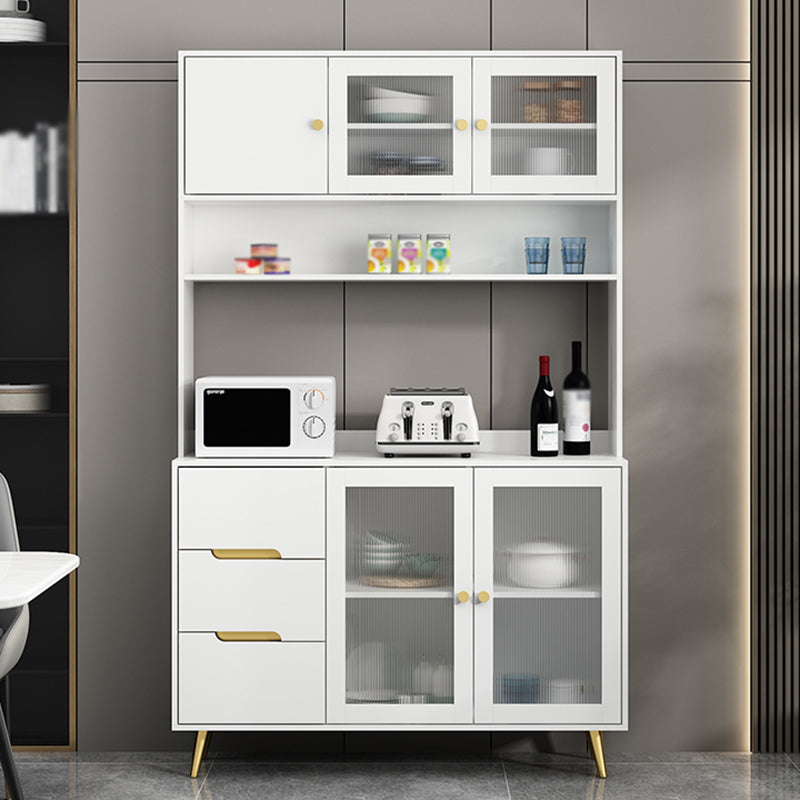 3 Drawer Sideboard Glam Style 78-inch Height Cupboard for Living Room 47"L x 16"W x 77"H White Clearhalo 'buffet_sideboard' 'Buffets & Sideboards' 'furn' 'furn_buffet_sideboard' 'Furniture' 'furniture_buffet_sideboard' 'Kitchen & Dining Furniture' 5087448