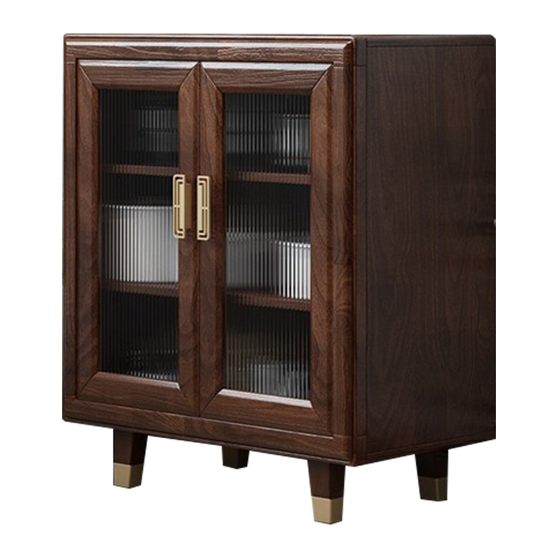 Modern Rubberwood Solid Wood Sideboard 34.5" H Brown Credenza for Dining Room 31"L x 16"W x 35"H Clearhalo 'buffet_sideboard' 'Buffets & Sideboards' 'Furniture' 'furniture_buffet_sideboard' 'Kitchen & Dining Furniture' 5087466