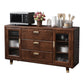 Modern Rubberwood Solid Wood Sideboard 34.5" H Brown Credenza for Dining Room 63"L x 16"W x 35"H Clearhalo 'buffet_sideboard' 'Buffets & Sideboards' 'Furniture' 'furniture_buffet_sideboard' 'Kitchen & Dining Furniture' 5087473