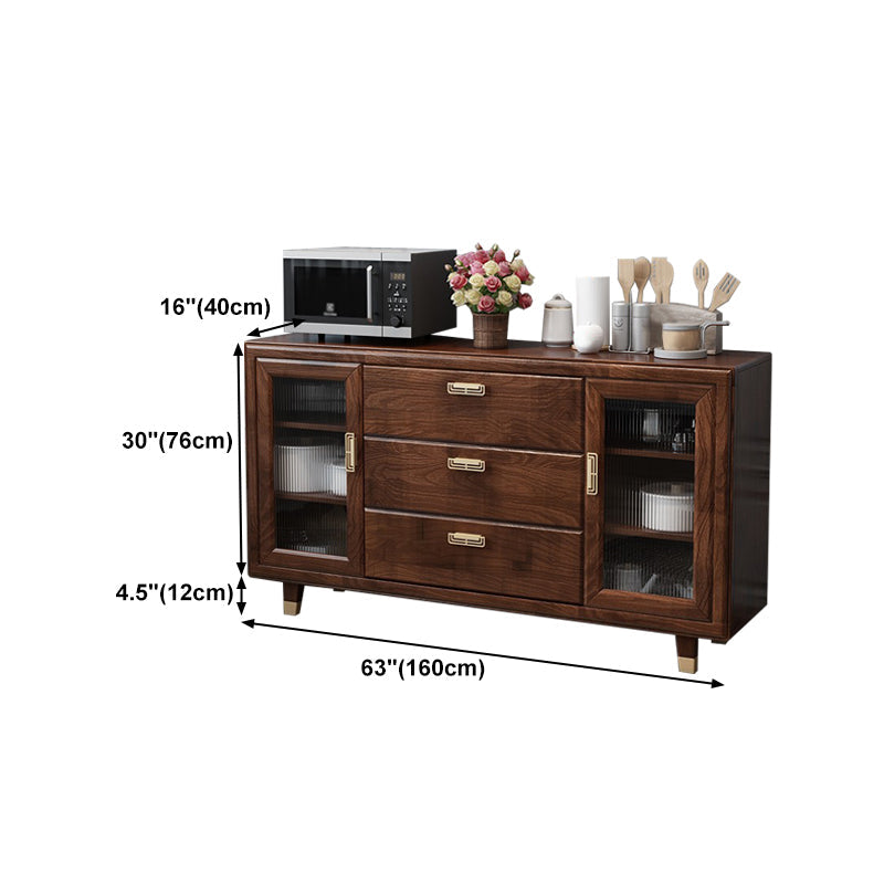 Modern Rubberwood Solid Wood Sideboard 34.5" H Brown Credenza for Dining Room Clearhalo 'buffet_sideboard' 'Buffets & Sideboards' 'Furniture' 'furniture_buffet_sideboard' 'Kitchen & Dining Furniture' 5087480