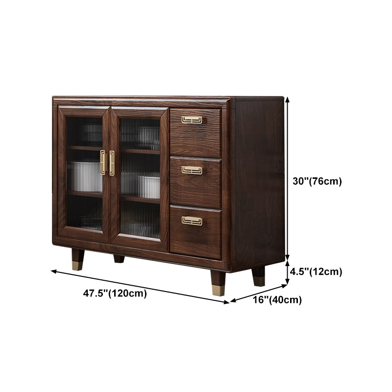Modern Rubberwood Solid Wood Sideboard 34.5" H Brown Credenza for Dining Room Clearhalo 'buffet_sideboard' 'Buffets & Sideboards' 'Furniture' 'furniture_buffet_sideboard' 'Kitchen & Dining Furniture' 5087482