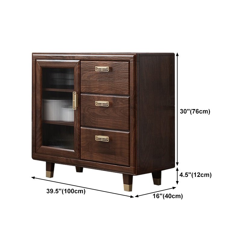 Modern Rubberwood Solid Wood Sideboard 34.5" H Brown Credenza for Dining Room Clearhalo 'buffet_sideboard' 'Buffets & Sideboards' 'Furniture' 'furniture_buffet_sideboard' 'Kitchen & Dining Furniture' 5087483