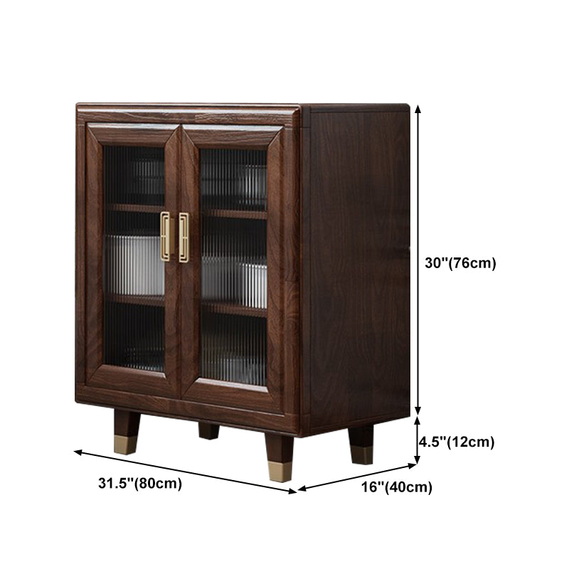 Modern Rubberwood Solid Wood Sideboard 34.5" H Brown Credenza for Dining Room Clearhalo 'buffet_sideboard' 'Buffets & Sideboards' 'Furniture' 'furniture_buffet_sideboard' 'Kitchen & Dining Furniture' 5087484
