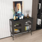 Modern Black Iron Sideboard Glass Doors Cabinets Dining Server for Living Room Clearhalo 'buffet_sideboard' 'Buffets & Sideboards' 'furn' 'furn_buffet_sideboard' 'Furniture' 'furniture_buffet_sideboard' 'Kitchen & Dining Furniture' 5087488