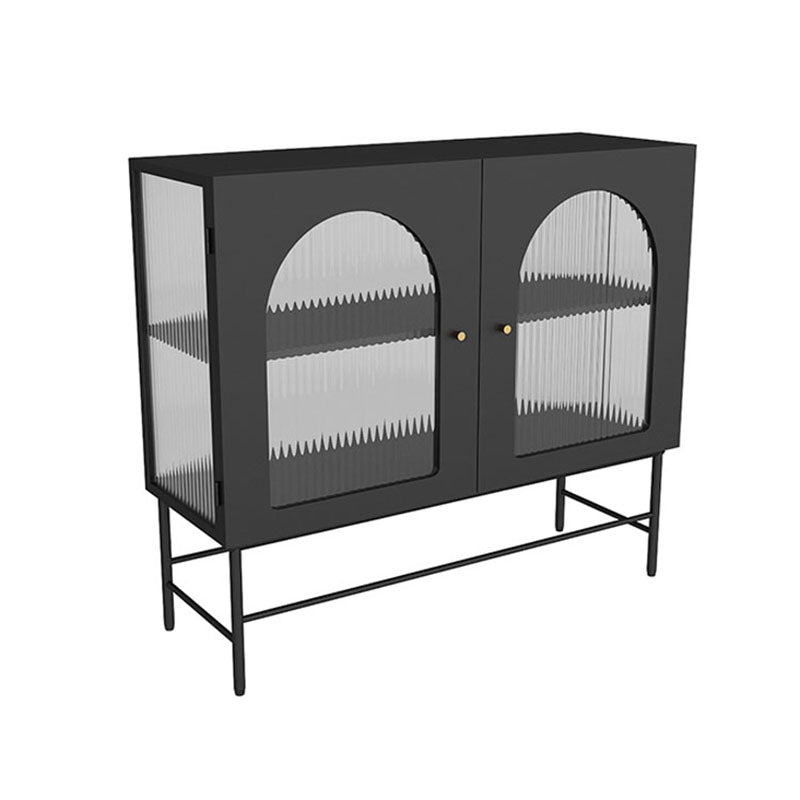 Modern Black Iron Sideboard Glass Doors Cabinets Dining Server for Living Room Clearhalo 'buffet_sideboard' 'Buffets & Sideboards' 'furn' 'furn_buffet_sideboard' 'Furniture' 'furniture_buffet_sideboard' 'Kitchen & Dining Furniture' 5087489
