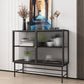 Modern Black Iron Sideboard Glass Doors Cabinets Dining Server for Living Room Clearhalo 'buffet_sideboard' 'Buffets & Sideboards' 'furn' 'furn_buffet_sideboard' 'Furniture' 'furniture_buffet_sideboard' 'Kitchen & Dining Furniture' 5087496