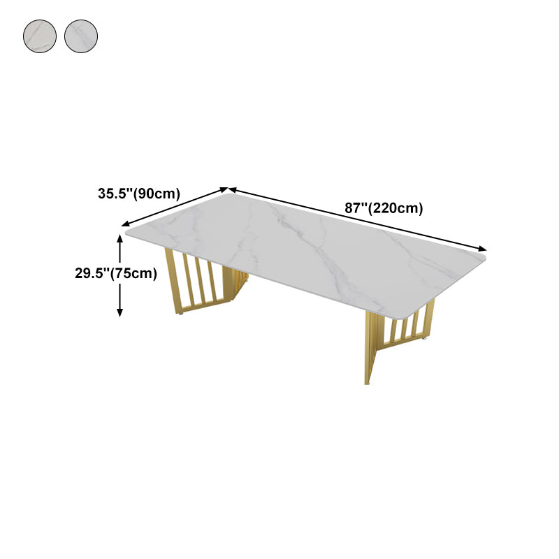 Glam Style Rectangular Office Desk White Top Writing Desk with Sled Base Clearhalo 'furn' 'furn_office_desk' 'Furniture' 'furniture_office_desk' 'Office Desks' 'Office Furniture' 'office_desk' 5087519