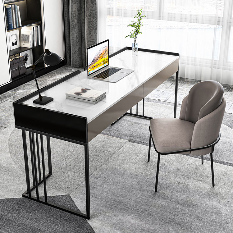 Curved Work Table Home Office Modern Sintered Stone Writing Desk Clearhalo 'furn' 'furn_office_desk' 'Furniture' 'furniture_office_desk' 'Office Desks' 'Office Furniture' 'office_desk' 5087536