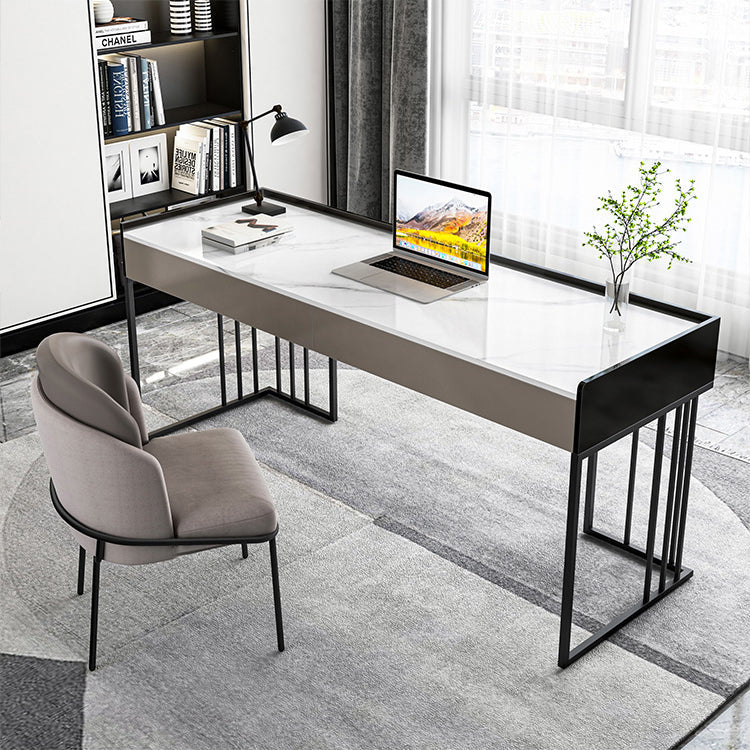 Curved Work Table Home Office Modern Sintered Stone Writing Desk Clearhalo 'furn' 'furn_office_desk' 'Furniture' 'furniture_office_desk' 'Office Desks' 'Office Furniture' 'office_desk' 5087537
