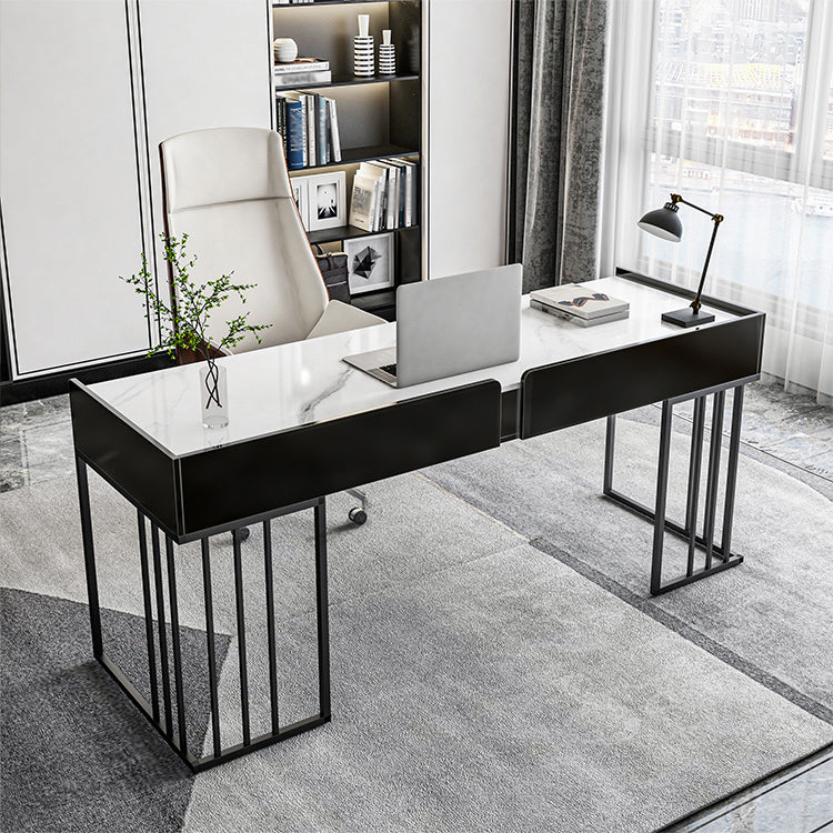 Curved Work Table Home Office Modern Sintered Stone Writing Desk Clearhalo 'furn' 'furn_office_desk' 'Furniture' 'furniture_office_desk' 'Office Desks' 'Office Furniture' 'office_desk' 5087539