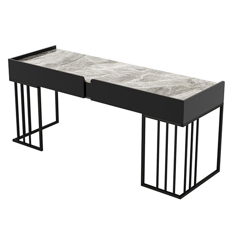 Curved Work Table Home Office Modern Sintered Stone Writing Desk Grey Clearhalo 'furn' 'furn_office_desk' 'Furniture' 'furniture_office_desk' 'Office Desks' 'Office Furniture' 'office_desk' 5087540