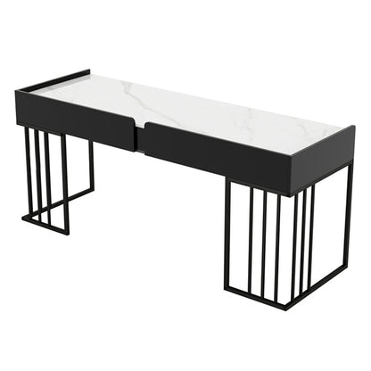 Curved Work Table Home Office Modern Sintered Stone Writing Desk White Clearhalo 'furn' 'furn_office_desk' 'Furniture' 'furniture_office_desk' 'Office Desks' 'Office Furniture' 'office_desk' 5087545