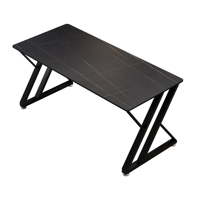 Modern Style Office Desk Sintered Stone Writing Desk with Metal Legs for Home Black Gold Clearhalo 'furn' 'furn_office_desk' 'Furniture' 'furniture_office_desk' 'Office Desks' 'Office Furniture' 'office_desk' 5087555