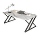 Modern Style Office Desk Sintered Stone Writing Desk with Metal Legs for Home White Clearhalo 'furn' 'furn_office_desk' 'Furniture' 'furniture_office_desk' 'Office Desks' 'Office Furniture' 'office_desk' 5087556