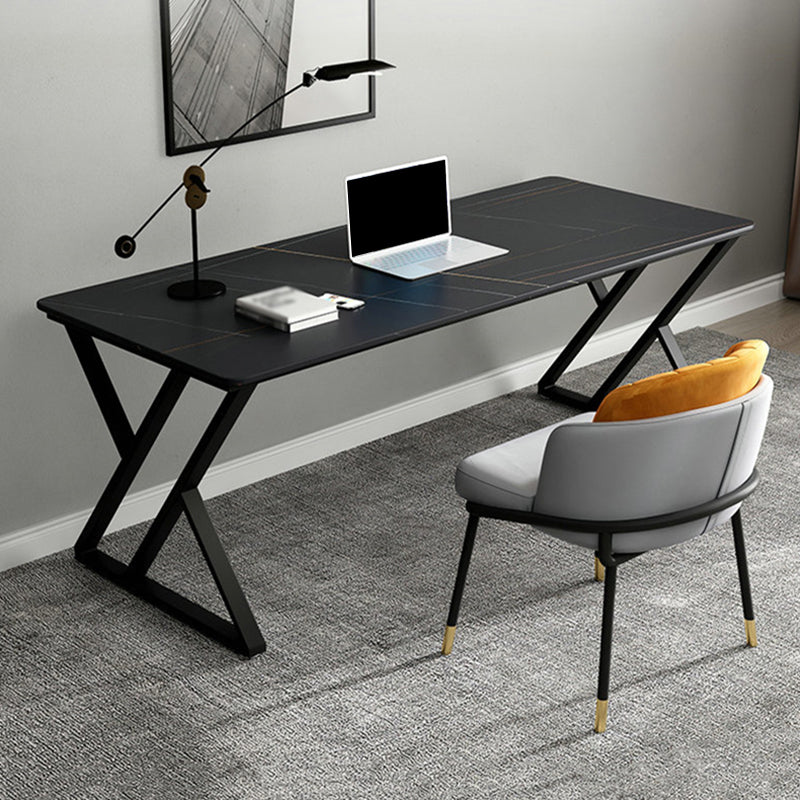 Modern Style Office Desk Sintered Stone Writing Desk with Metal Legs for Home Clearhalo 'furn' 'furn_office_desk' 'Furniture' 'furniture_office_desk' 'Office Desks' 'Office Furniture' 'office_desk' 5087560
