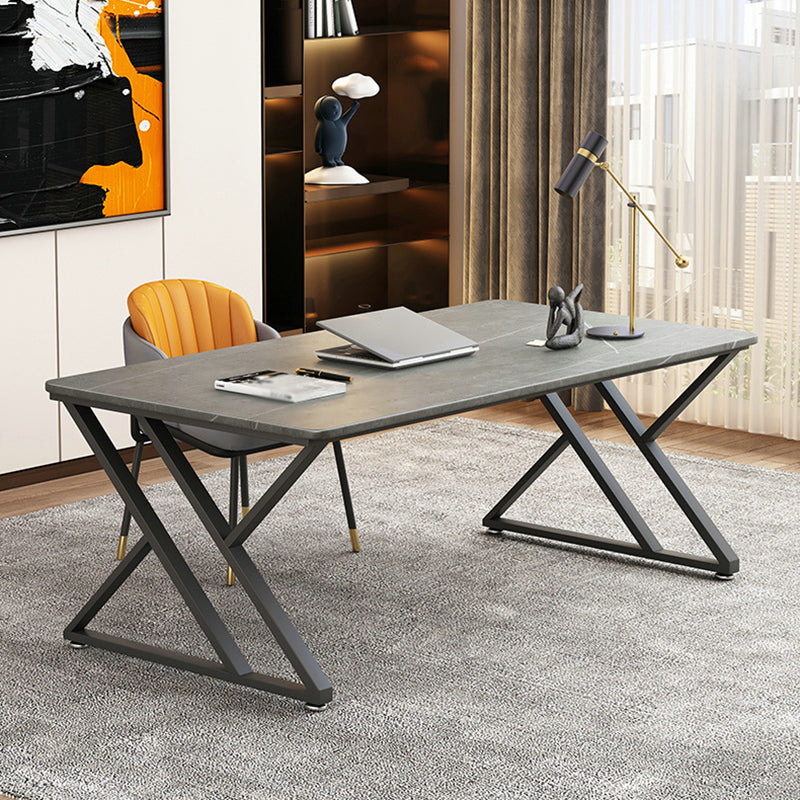 Modern Style Office Desk Sintered Stone Writing Desk with Metal Legs for Home Clearhalo 'furn' 'furn_office_desk' 'Furniture' 'furniture_office_desk' 'Office Desks' 'Office Furniture' 'office_desk' 5087569