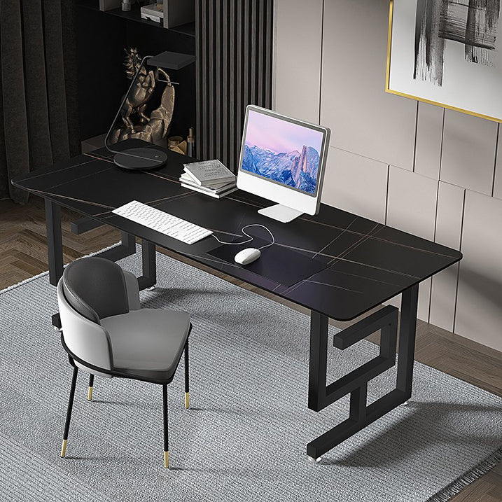 Rectangular Home Office Writing Desk Industrial Style Sled Office Desk Black Clearhalo 'furn' 'furn_office_desk' 'Furniture' 'furniture_office_desk' 'Office Desks' 'Office Furniture' 'office_desk' 5087592