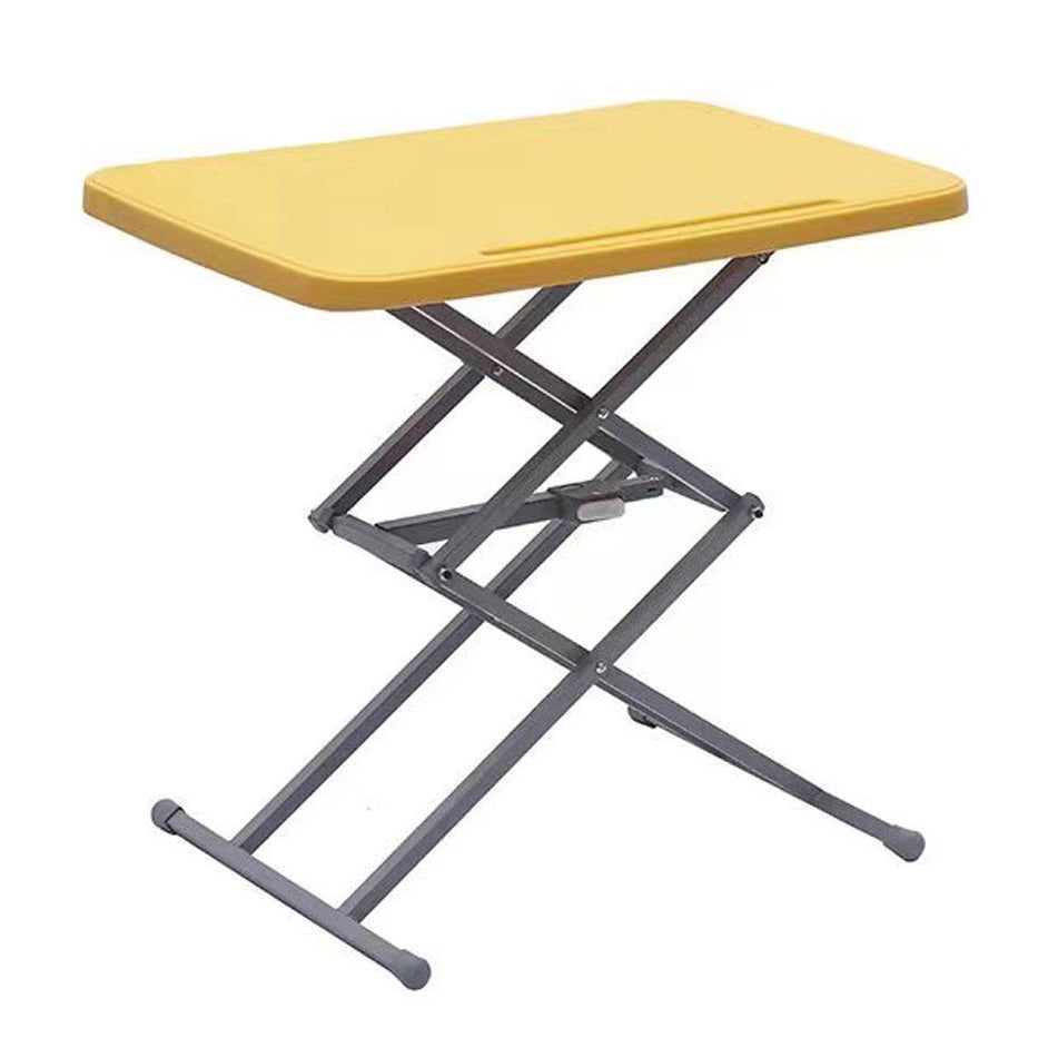 Curved Contemporary Writing Desk Plastic Adjustable Folding Desk,25.2"L x 17.7"W Yellow Clearhalo 'furn' 'furn_office_desk' 'Furniture' 'furniture_office_desk' 'Office Desks' 'Office Furniture' 'office_desk' 5087630