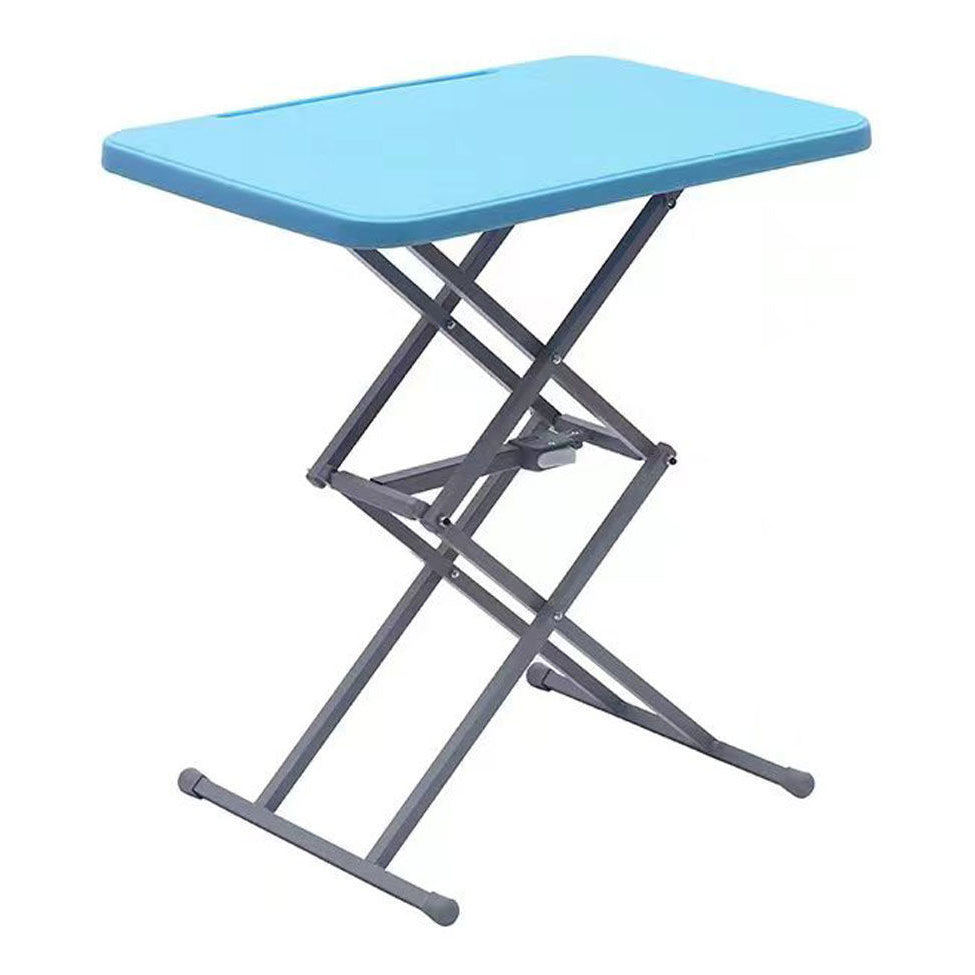 Curved Contemporary Writing Desk Plastic Adjustable Folding Desk,25.2"L x 17.7"W Blue Clearhalo 'furn' 'furn_office_desk' 'Furniture' 'furniture_office_desk' 'Office Desks' 'Office Furniture' 'office_desk' 5087634