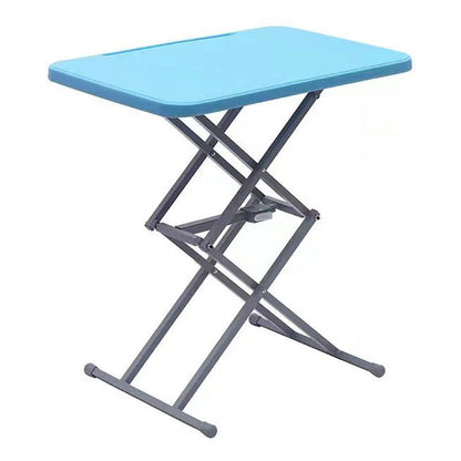 Curved Contemporary Writing Desk Plastic Adjustable Folding Desk,25.2"L x 17.7"W Blue Clearhalo 'furn' 'furn_office_desk' 'Furniture' 'furniture_office_desk' 'Office Desks' 'Office Furniture' 'office_desk' 5087634