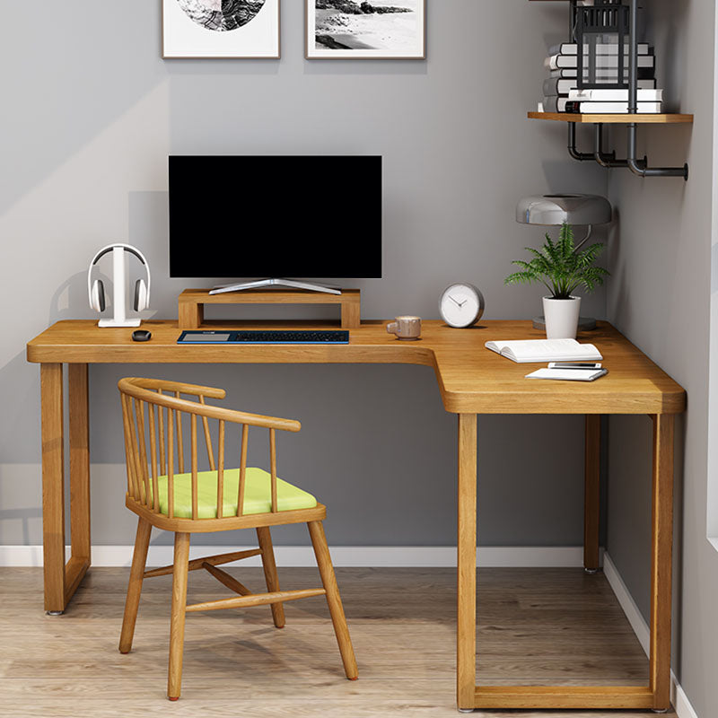 Natural L-Shape Contemporary Writing Desk Pine Wood H-Shape Desk Clearhalo 'furn' 'furn_office_desk' 'Furniture' 'furniture_office_desk' 'Office Desks' 'Office Furniture' 'office_desk' 5087664