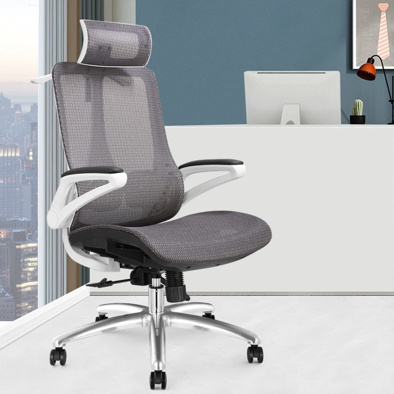 Modern Black and White Chair Home Office Chair with Metal Base Clearhalo 'furn' 'furn_office_chair' 'Furniture' 'furniture_office_chair' 'Office Chairs' 'Office Furniture' 'office_chair' 5087706