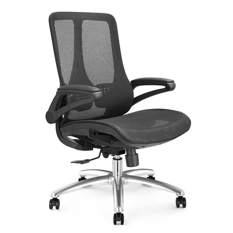 Modern Black and White Chair Home Office Chair with Metal Base Black Without Headrest Clearhalo 'furn' 'furn_office_chair' 'Furniture' 'furniture_office_chair' 'Office Chairs' 'Office Furniture' 'office_chair' 5087708