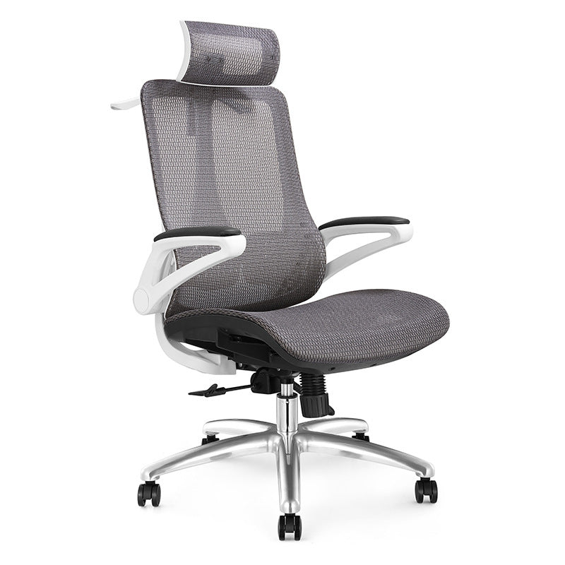 Modern Black and White Chair Home Office Chair with Metal Base White With Headrest Clearhalo 'furn' 'furn_office_chair' 'Furniture' 'furniture_office_chair' 'Office Chairs' 'Office Furniture' 'office_chair' 5087710