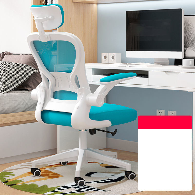 Middle/High Back Office Chair Flip-Up Armrest Adjustable Office Chair Blue With Headrest Clearhalo 'furn' 'furn_office_chair' 'Furniture' 'furniture_office_chair' 'Office Chairs' 'Office Furniture' 'office_chair' 5087724