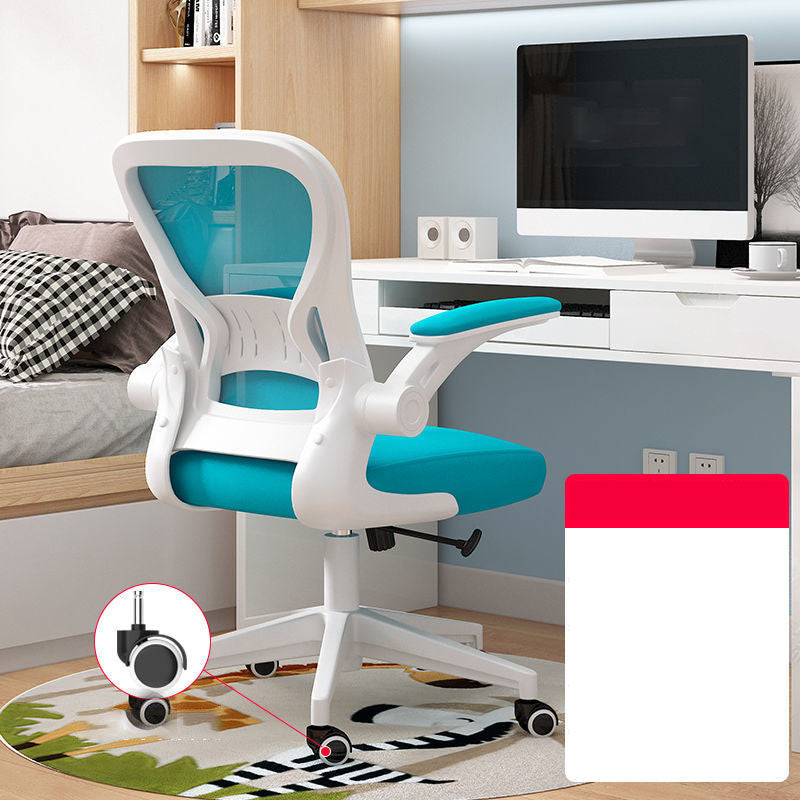 Middle/High Back Office Chair Flip-Up Armrest Adjustable Office Chair Blue Without Headrest Clearhalo 'furn' 'furn_office_chair' 'Furniture' 'furniture_office_chair' 'Office Chairs' 'Office Furniture' 'office_chair' 5087726