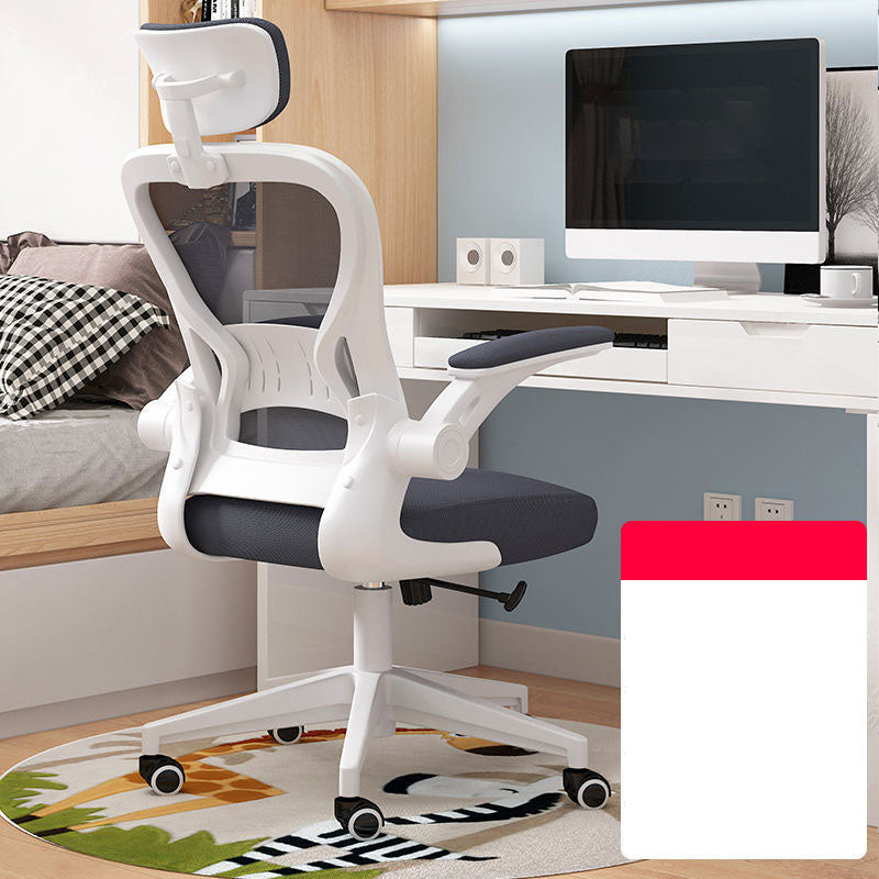 Middle/High Back Office Chair Flip-Up Armrest Adjustable Office Chair Grey With Headrest Clearhalo 'furn' 'furn_office_chair' 'Furniture' 'furniture_office_chair' 'Office Chairs' 'Office Furniture' 'office_chair' 5087729