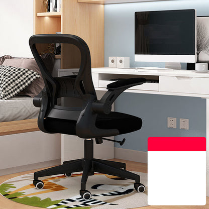 Middle/High Back Office Chair Flip-Up Armrest Adjustable Office Chair Black Without Headrest Clearhalo 'furn' 'furn_office_chair' 'Furniture' 'furniture_office_chair' 'Office Chairs' 'Office Furniture' 'office_chair' 5087730