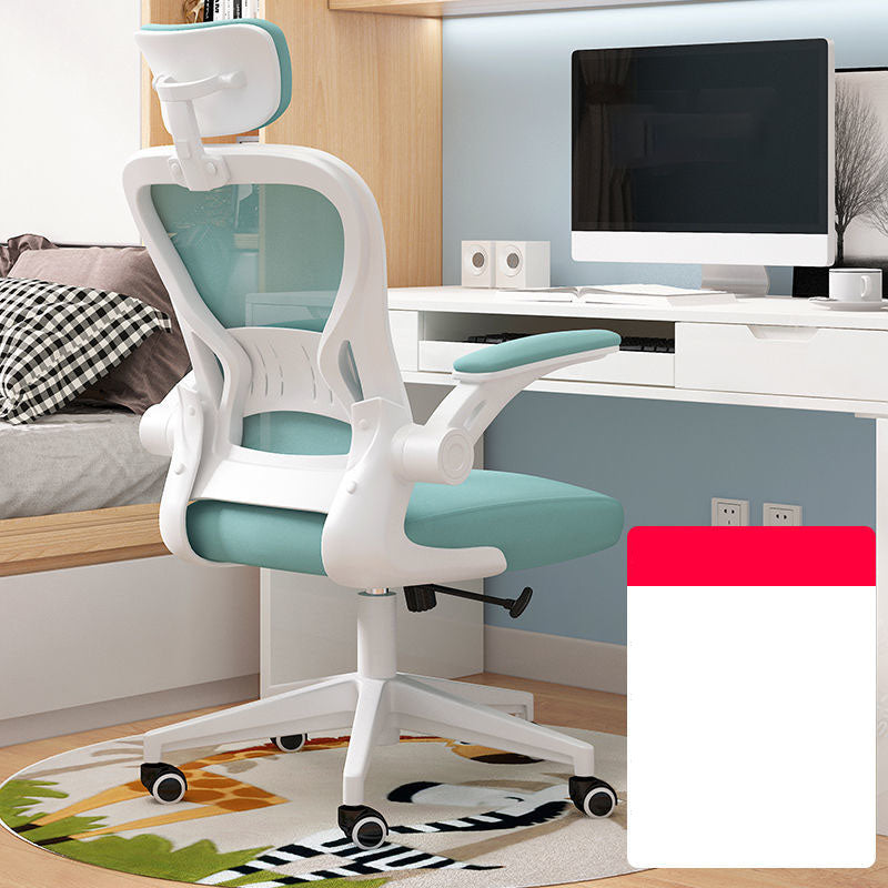 Middle/High Back Office Chair Flip-Up Armrest Adjustable Office Chair Green With Headrest Clearhalo 'furn' 'furn_office_chair' 'Furniture' 'furniture_office_chair' 'Office Chairs' 'Office Furniture' 'office_chair' 5087732